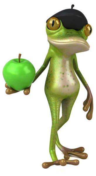 Fun French Frog Apple Illustration — Stock Photo, Image