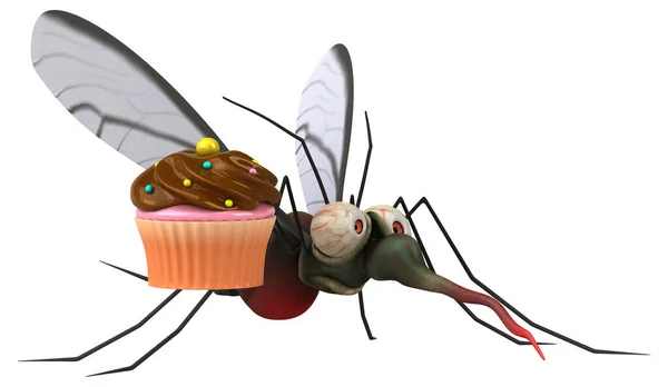Mosquito Con Magdalena Ilustración — Foto de Stock