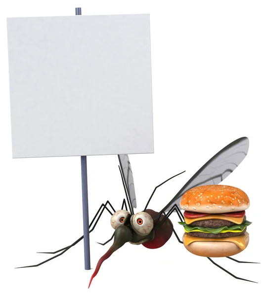 Mosquito Con Hamburguesa Ilustración — Foto de Stock