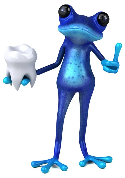 Azul Divertida Com Dente Ilustração — Fotografia de Stock