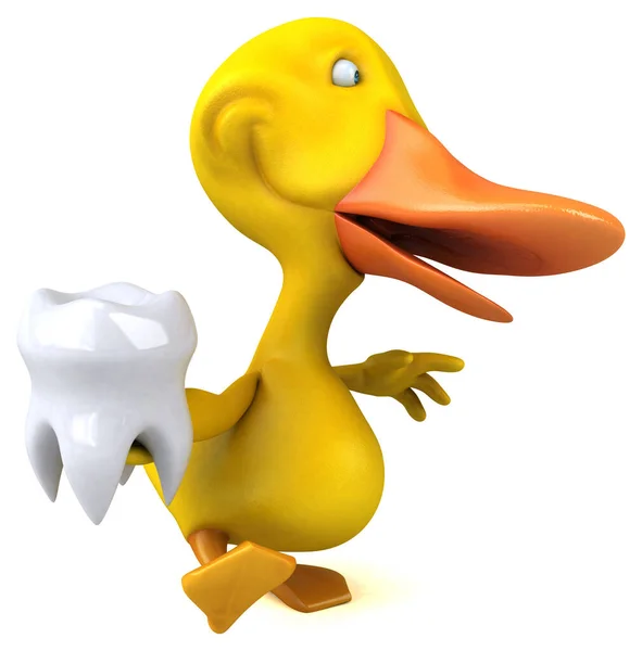 歯を持つ楽しいアヒル 3Dイラスト — ストック写真