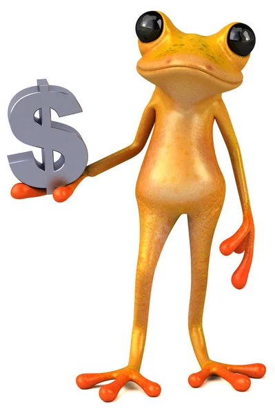 Fun Yellow Frog Dollar Illustration — Stock Photo, Image