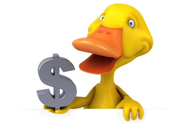 Divertido Pato Con Dólar Ilustración — Foto de Stock