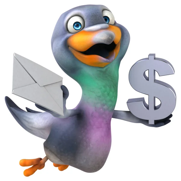 Pigeon Amusant Avec Dollar Illustration — Photo