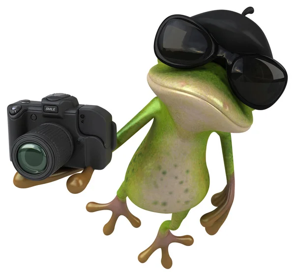 Fun French Frog Camera Illustration — Stock Photo, Image