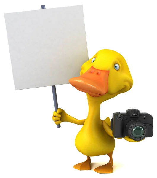 Pato Divertido Com Câmera Ilustração — Fotografia de Stock