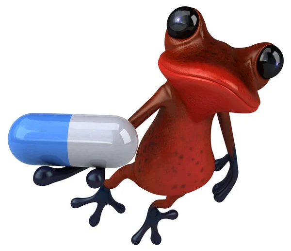 Fun Red Frog Pill Illustration — Stock Photo, Image