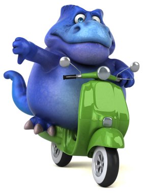 Scooter 'da Eğlenceli Trex - 3D İllüstrasyon