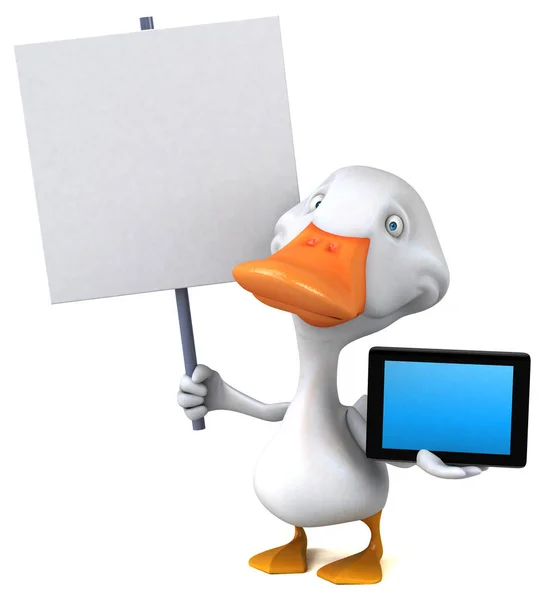 带平板的有趣鸭 3D图解 — 图库照片