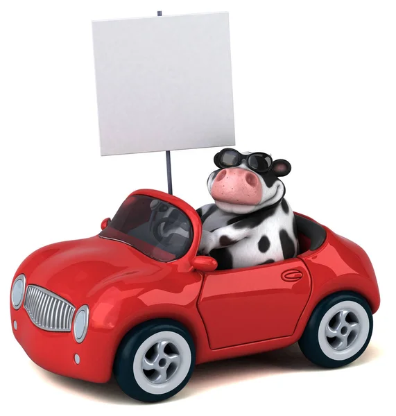 Zabawa Krowa Samochodzie Ilustracja — Zdjęcie stockowe