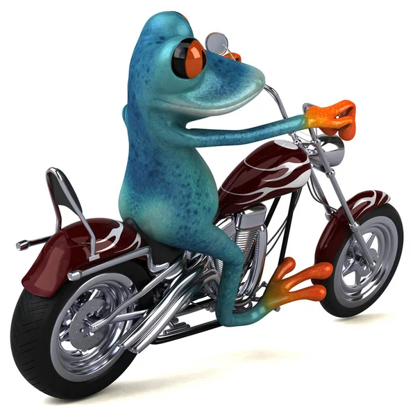 Fun Frosch Auf Motorrad Illustration — Stockfoto