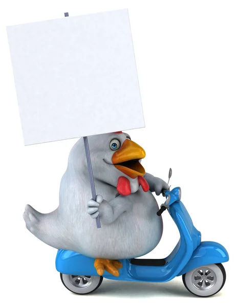 Szórakoztató Csirke Robogóval Illusztráció — Stock Fotó