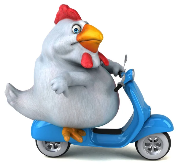 Lustiges Huhn Auf Roller Illustration — Stockfoto