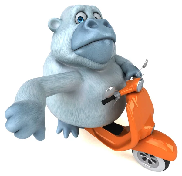 Gorila Branco Divertido Scooter Ilustração — Fotografia de Stock