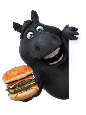 Hamburgerli eğlenceli at - 3D Görüntü