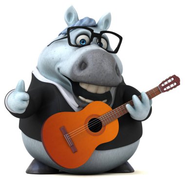Gitarlı eğlenceli at - 3D Görüntü