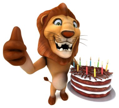 Pastalı eğlence aslanı - 3D Görüntü