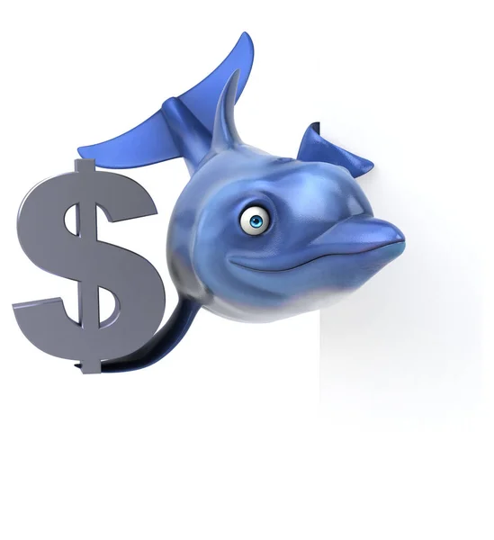 Fun Delphin Mit Dollar Illustration — Stockfoto