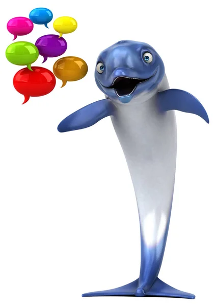 Delfín Divertido Con Burbujas Ilustración —  Fotos de Stock