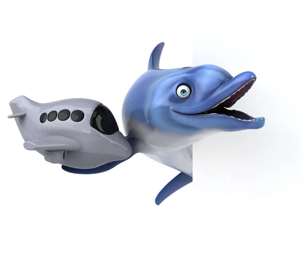 飛行機でイルカを楽しむ 3Dイラスト — ストック写真