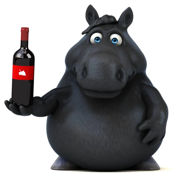 Cavalo Divertido Com Vinho Ilustração — Fotografia de Stock