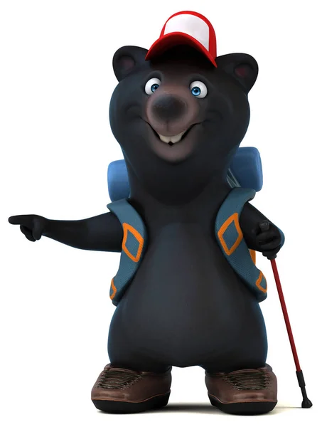 Fun Bear Backpacker Cartoon Character Isolated White — Foto Stock