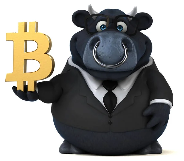 Divertido Toro Con Bitcoin Ilustración — Foto de Stock