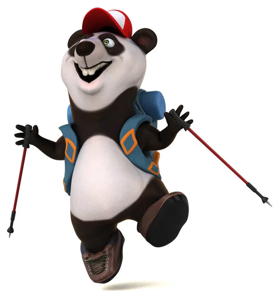 Fun Panda Backpacker Cartoon Figur — Stockfoto