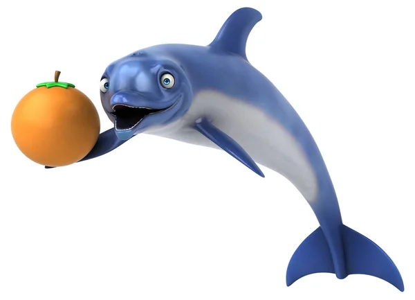 Leuke Dolfijn Met Oranje Illustratie — Stockfoto