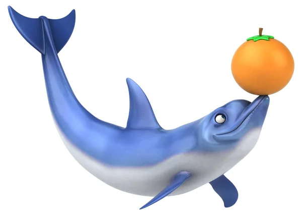 オレンジと楽しいイルカ 3Dイラスト — ストック写真