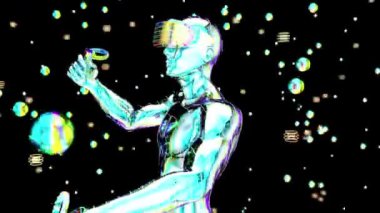 erkek VR gözlükleri, soyut arkaplan - 3 boyutlu animasyon 