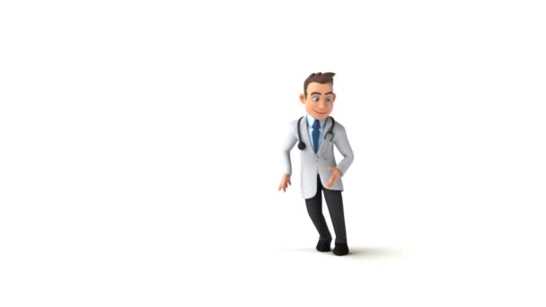 Divertido Personaje Dibujos Animados Médico Bailando Animación — Vídeo de stock