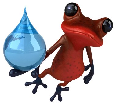 Düşürmeli eğlenceli kırmızı kurbağa - 3D Görüntü