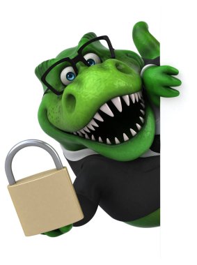 Eğlenceli Trex ile kilit - 3d çizim
