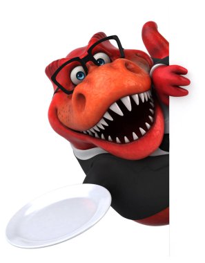 Plakalı eğlenceli Trex - 3B Görüntü