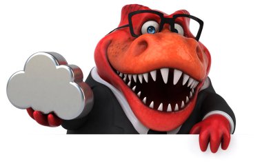 Eğlenceli Trex ile bulut - 3d çizim