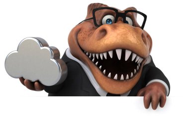 Eğlenceli Trex ile bulut - 3d çizim