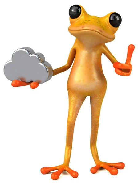Fun Yellow Frog Cloud Illustration — Stockfoto