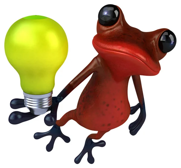 Czerwona Żaba Zabawa Lampą Ilustracja — Zdjęcie stockowe