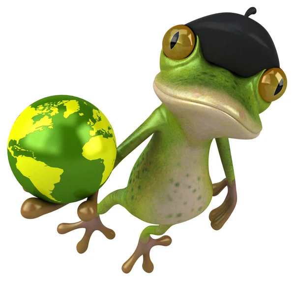 Fun French Frog Globe Illustration — Zdjęcie stockowe