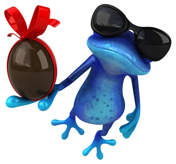 带蛋的蓝青蛙 3D图解 — 图库照片