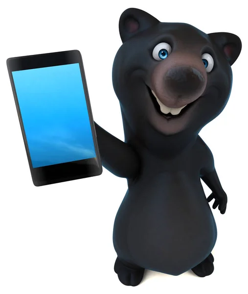 Spaßbär Mit Smartphone Illustration — Stockfoto