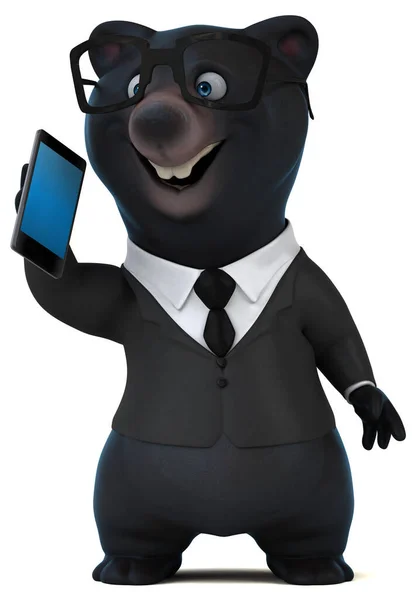Urso Divertido Com Telefone Ilustração — Fotografia de Stock