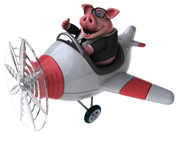 Fun Pig Plane Illustration — Stockfoto