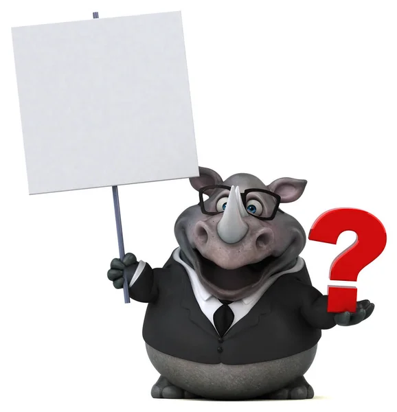 Fun Rhinoceros Question Illustration — 图库照片