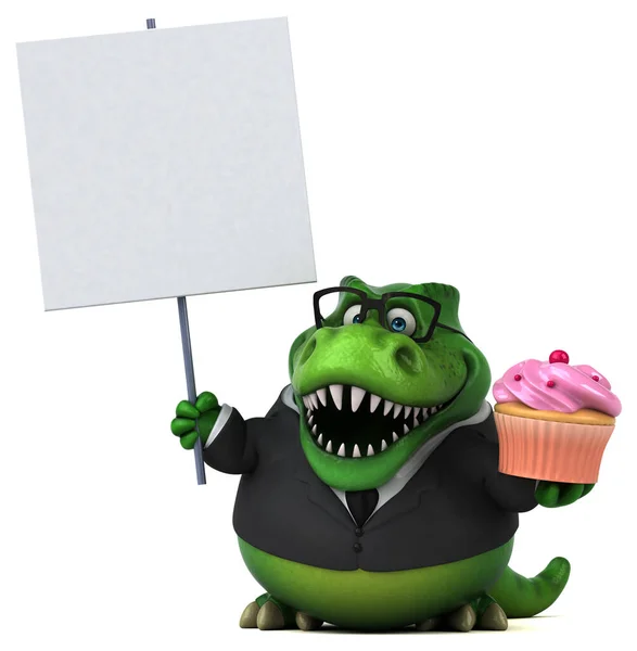 Fun Trex Mit Cupcake Illustration — Stockfoto