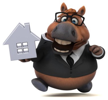 Ev ile eğlenceli at - 3D Illustration