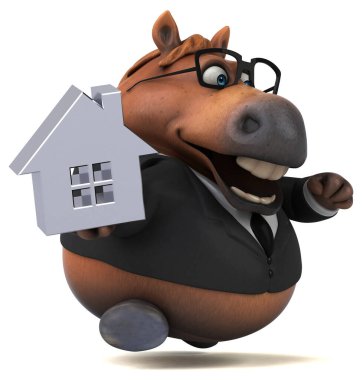 Ev ile eğlenceli at - 3D Illustration