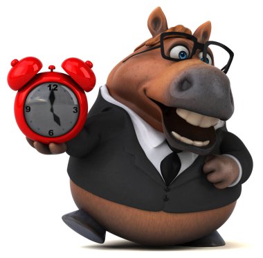 Saatli eğlenceli at - 3D Görüntü