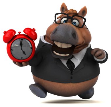 Saatli eğlenceli at - 3D Görüntü